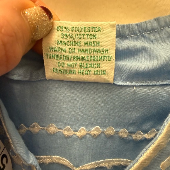 Vintage Caro of Honolulu Blue Embroidered Peignoir Robe •  Nylon • M/ - Picture 5 of 7